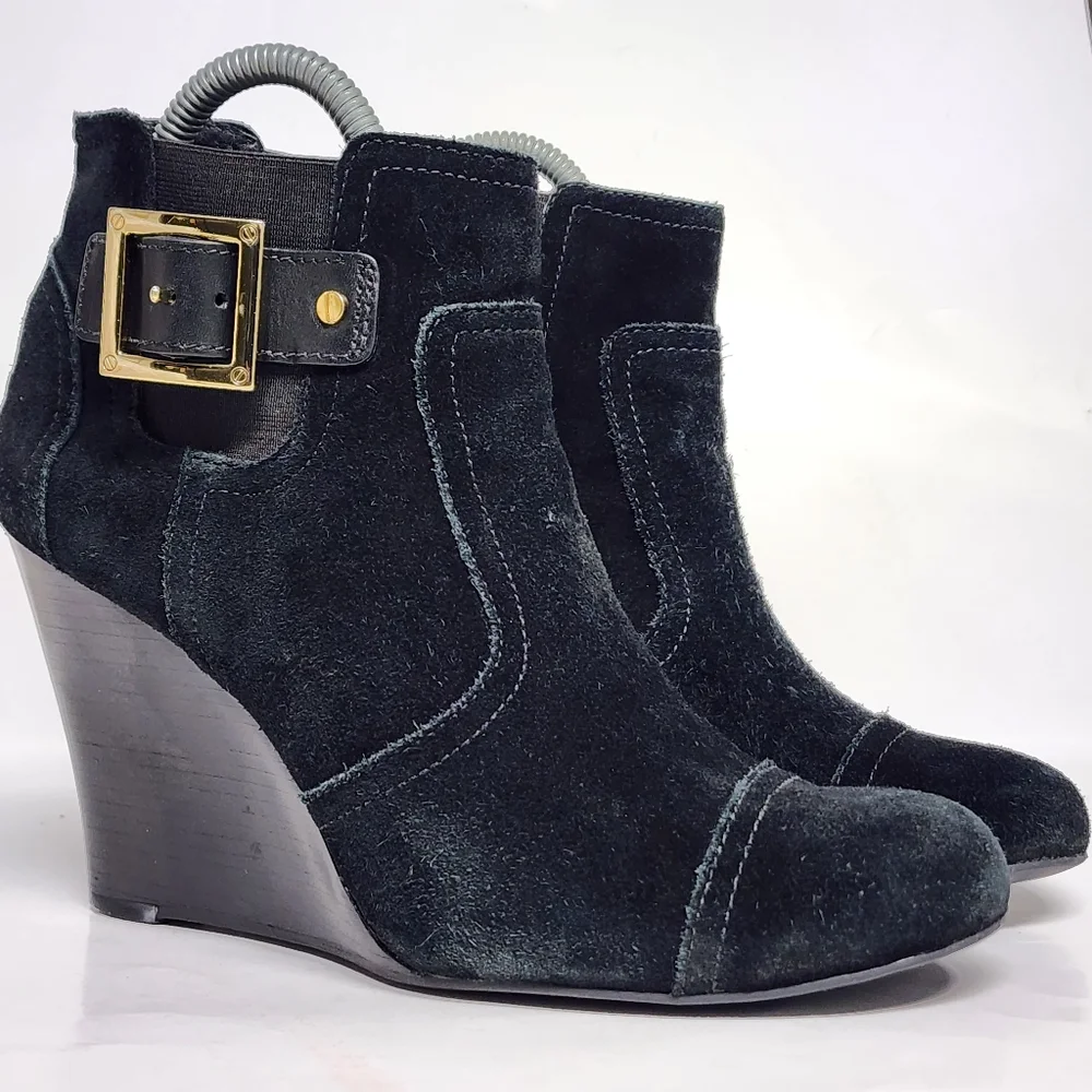 Tory Burch black suede ankle boots booties size 9.5